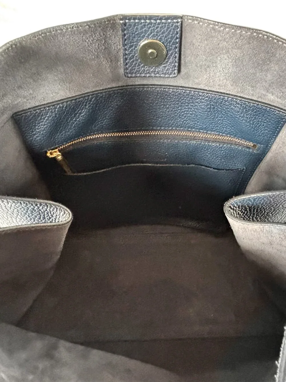 Cuyana Oversized Double Loop Bag Navy Italian Leather Hobo Tote